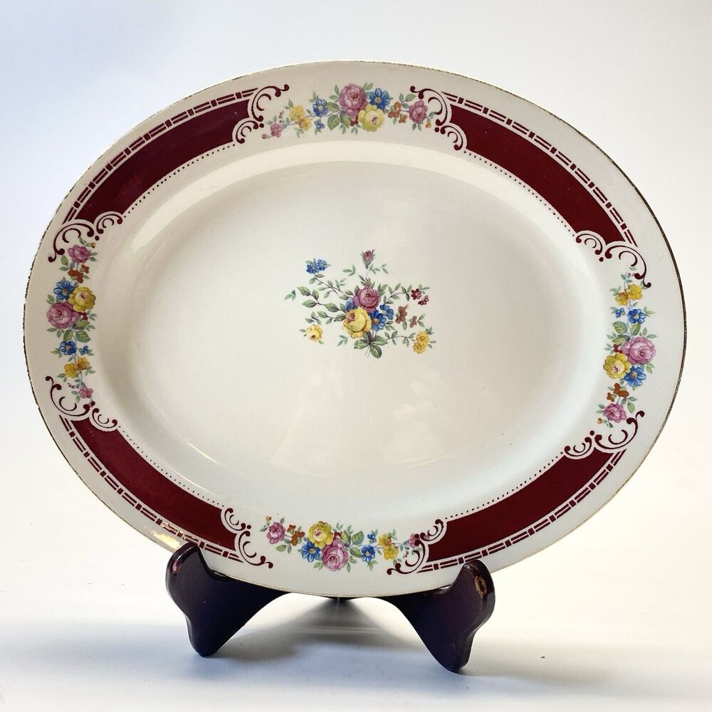 Vintage 1952 Homer Laughlin Majestic 12" Oval Serving Platter Made In USA